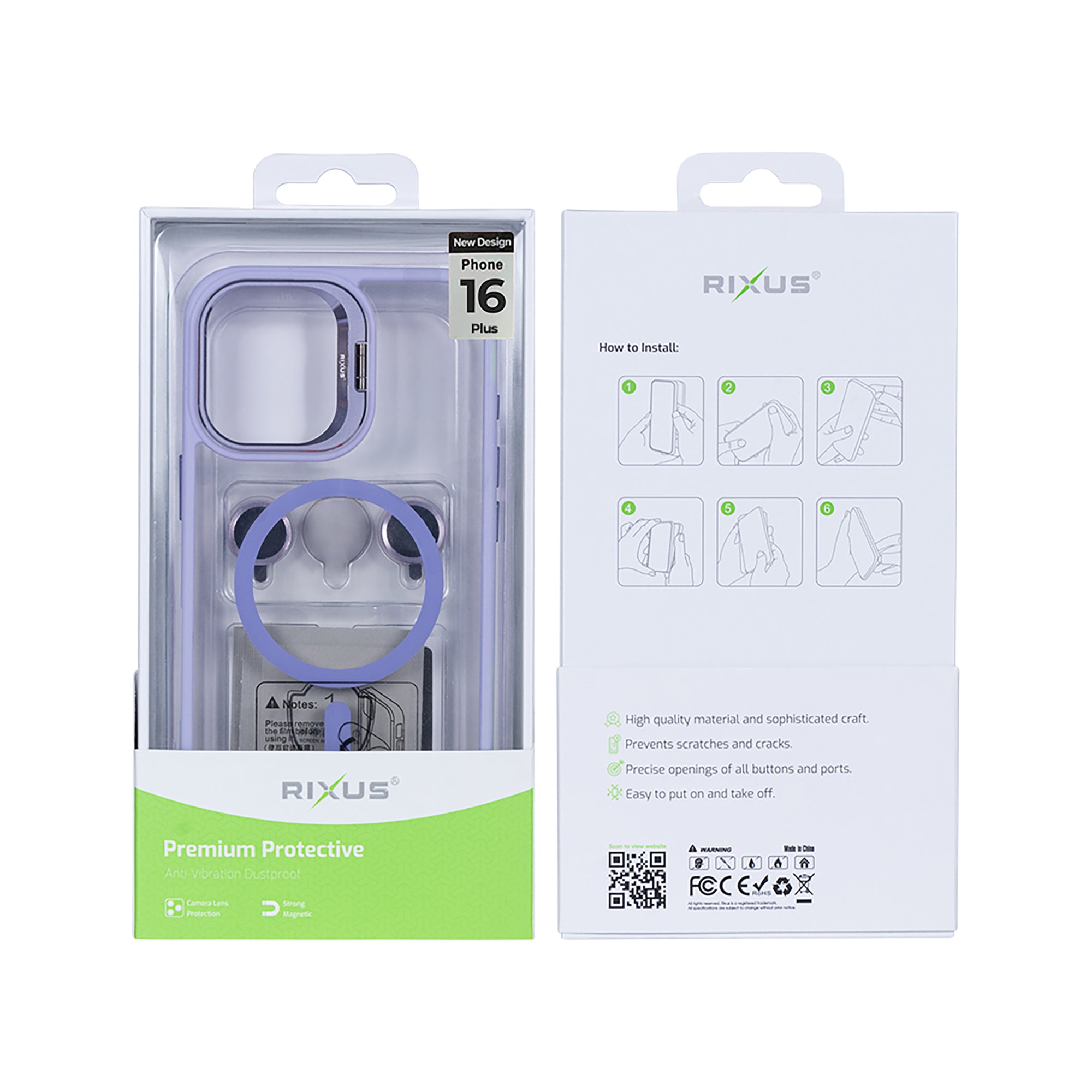 Rixus Classic 03 Case With MagSafe Compatible For Apple iPhone 16 Plus Light Purple