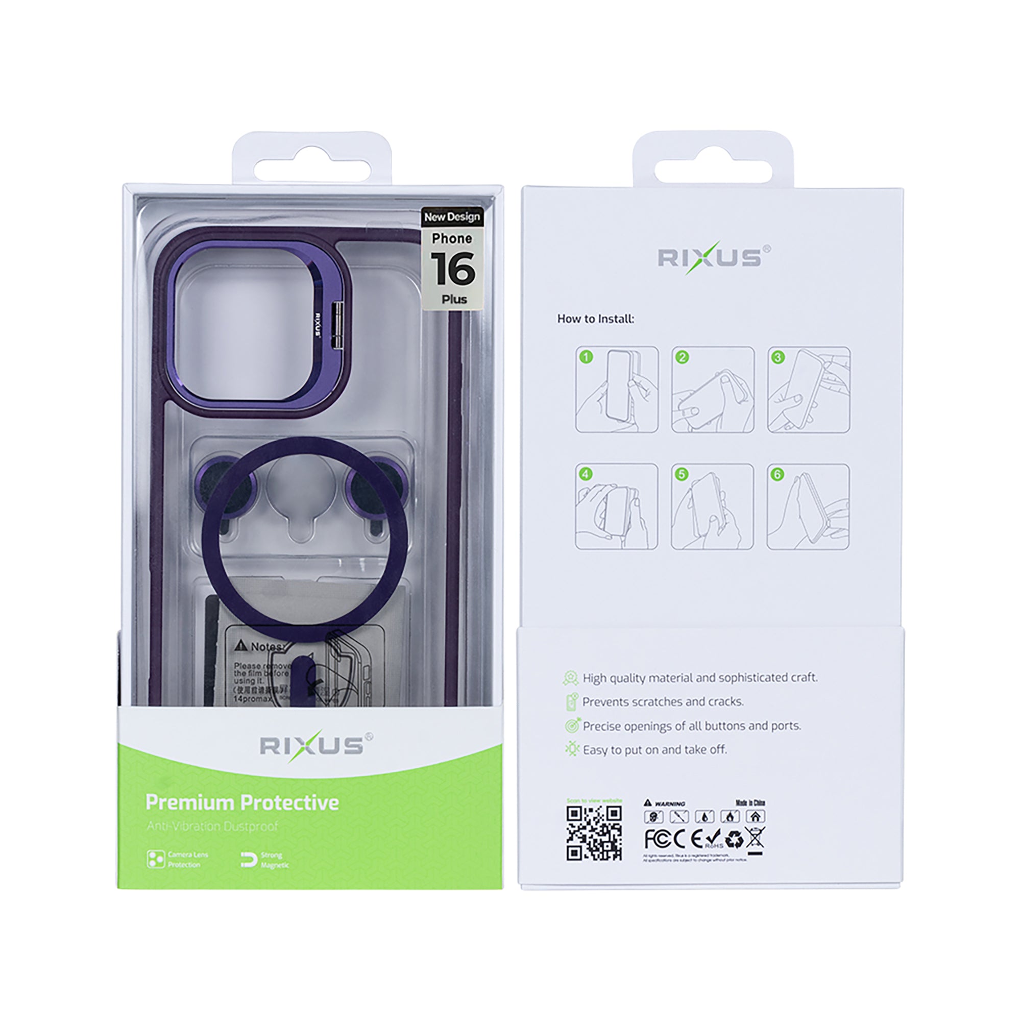 Rixus Classic 03 Case With MagSafe Compatible For Apple iPhone 16 Plus Deep Purple