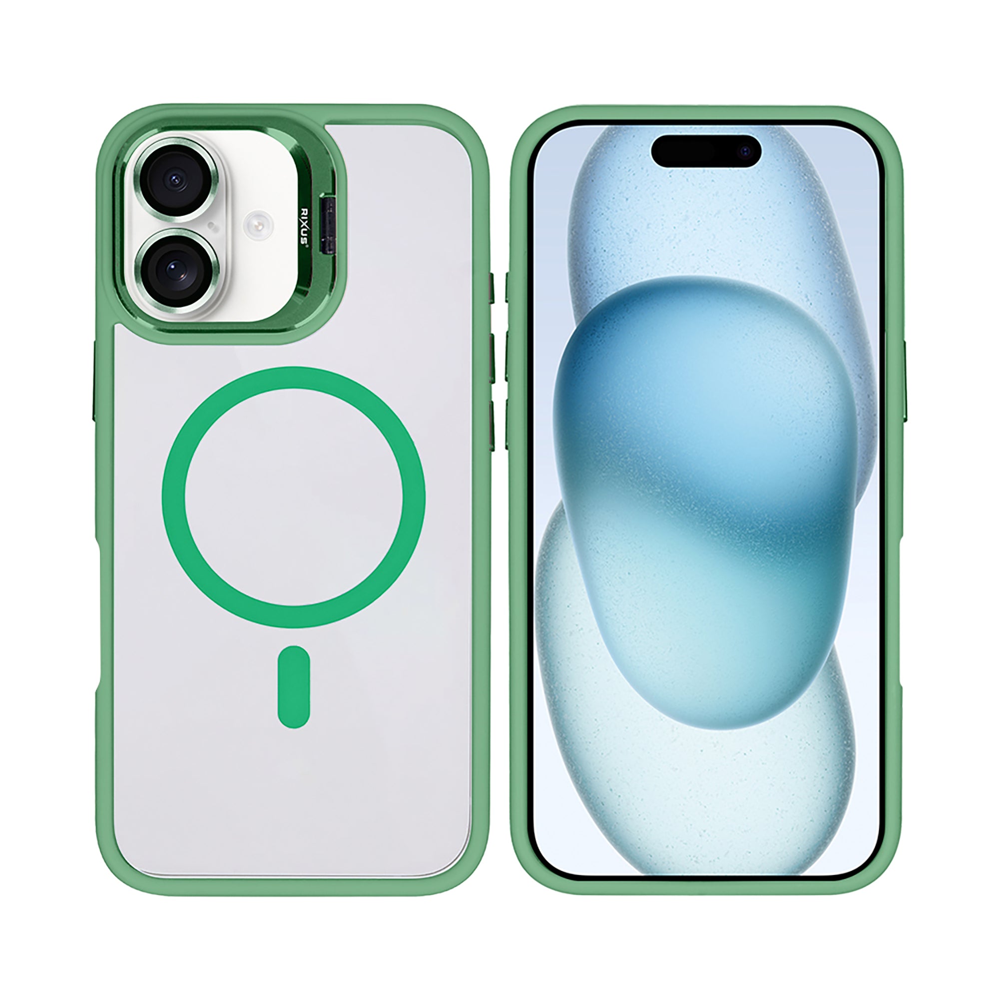 Rixus Classic 03 Case With MagSafe Compatible For Apple iPhone 16 Plus Light Green