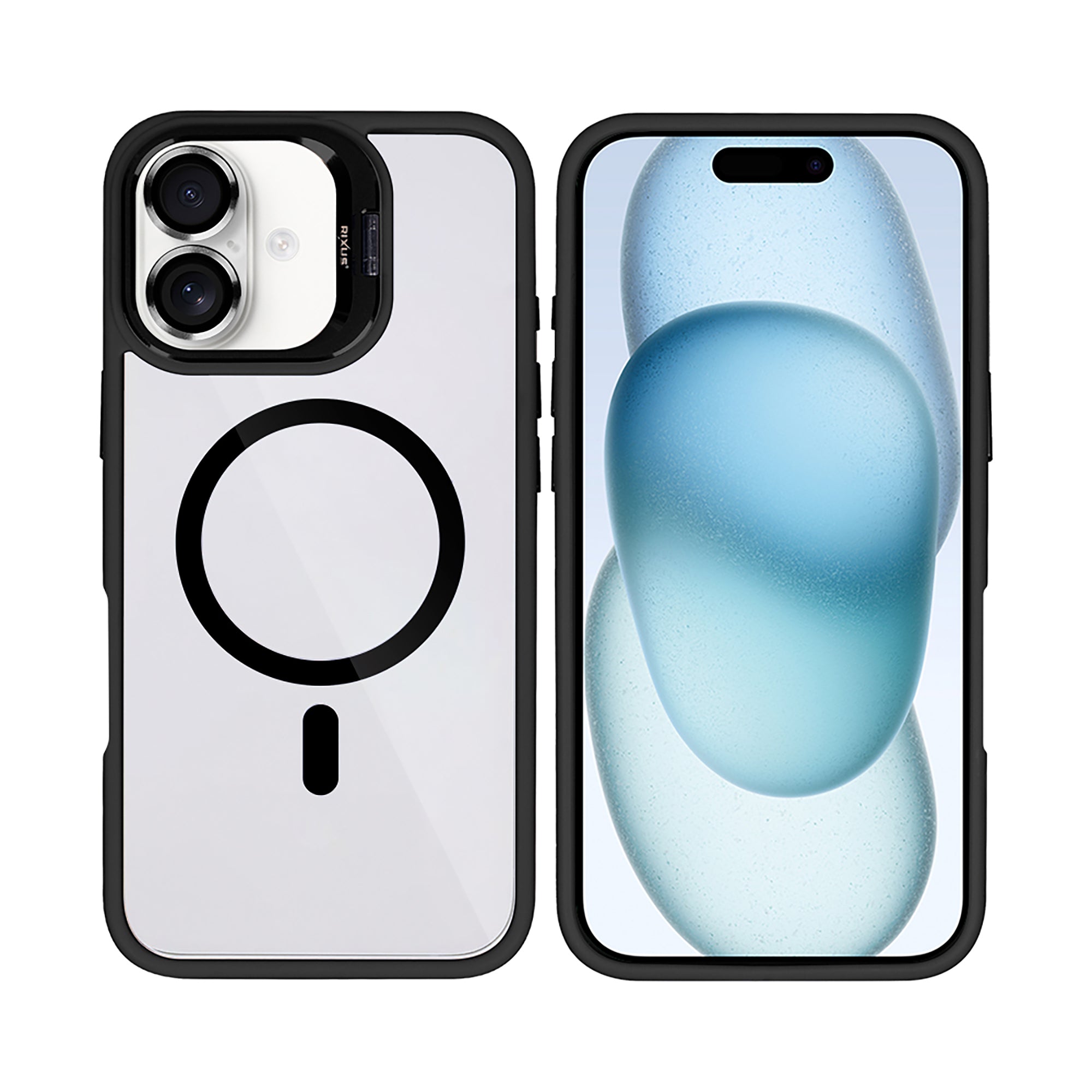 Rixus Classic 03 Case With MagSafe Compatible For Apple iPhone 16 Plus Black