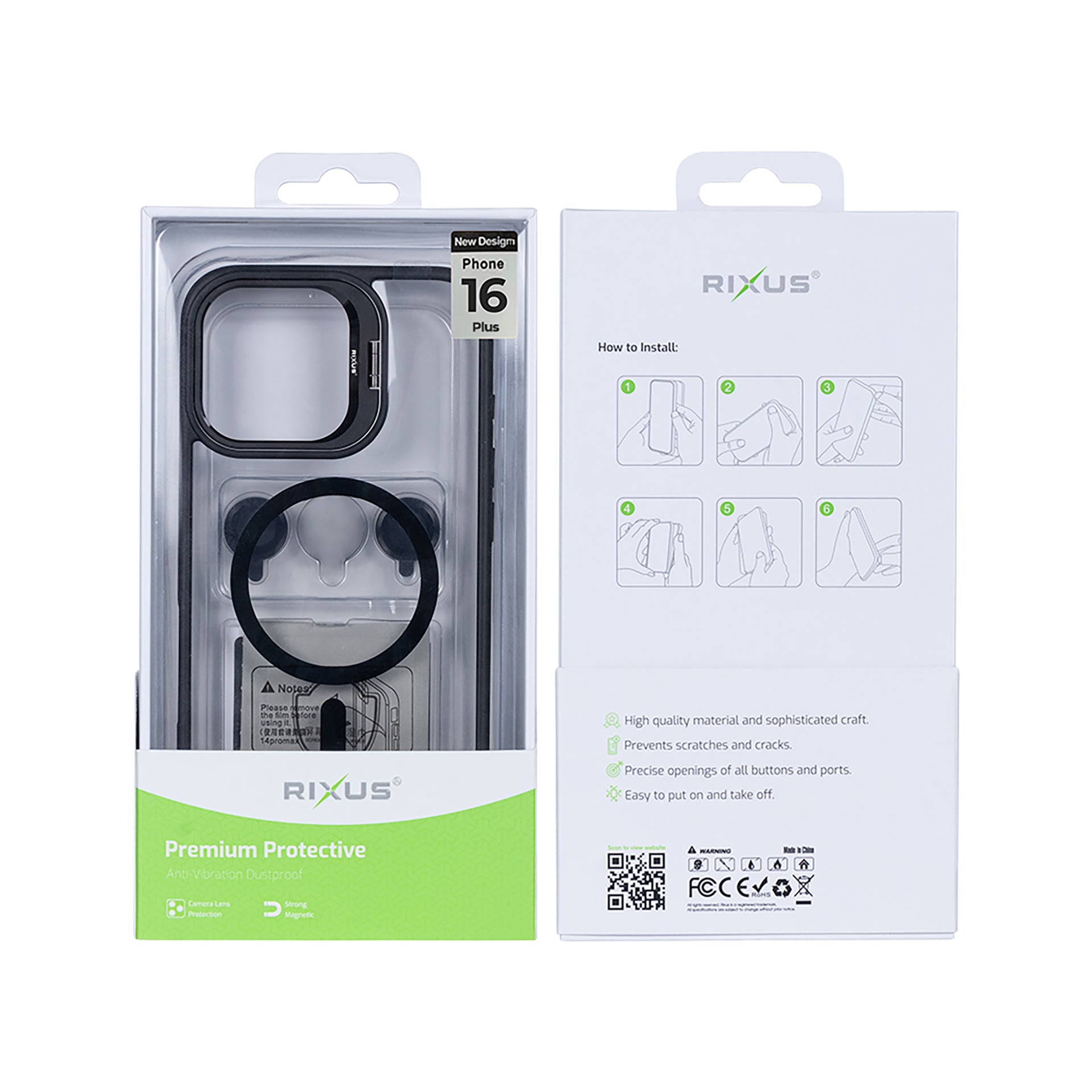 Rixus Classic 03 Case With MagSafe Compatible For Apple iPhone 16 Plus Black