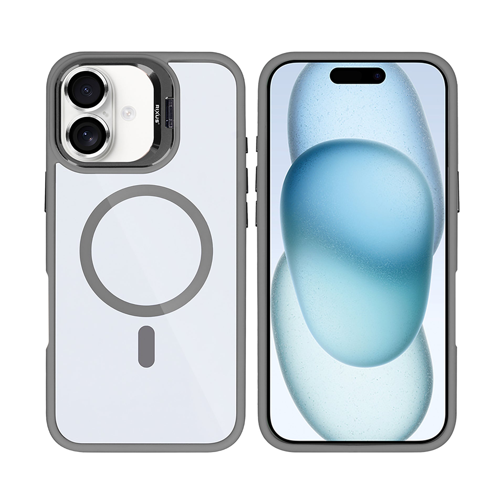 Rixus Classic 03 Case With MagSafe Compatible For Apple iPhone 16 Plus Titanium Grey