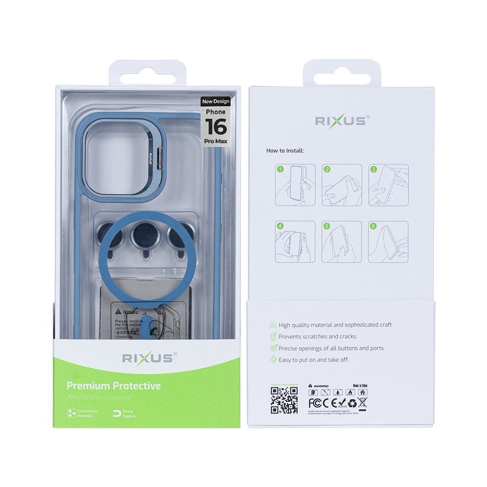 Rixus Classic 03 Case With MagSafe Compatible For Apple iPhone 16 Pro Max Light Blue