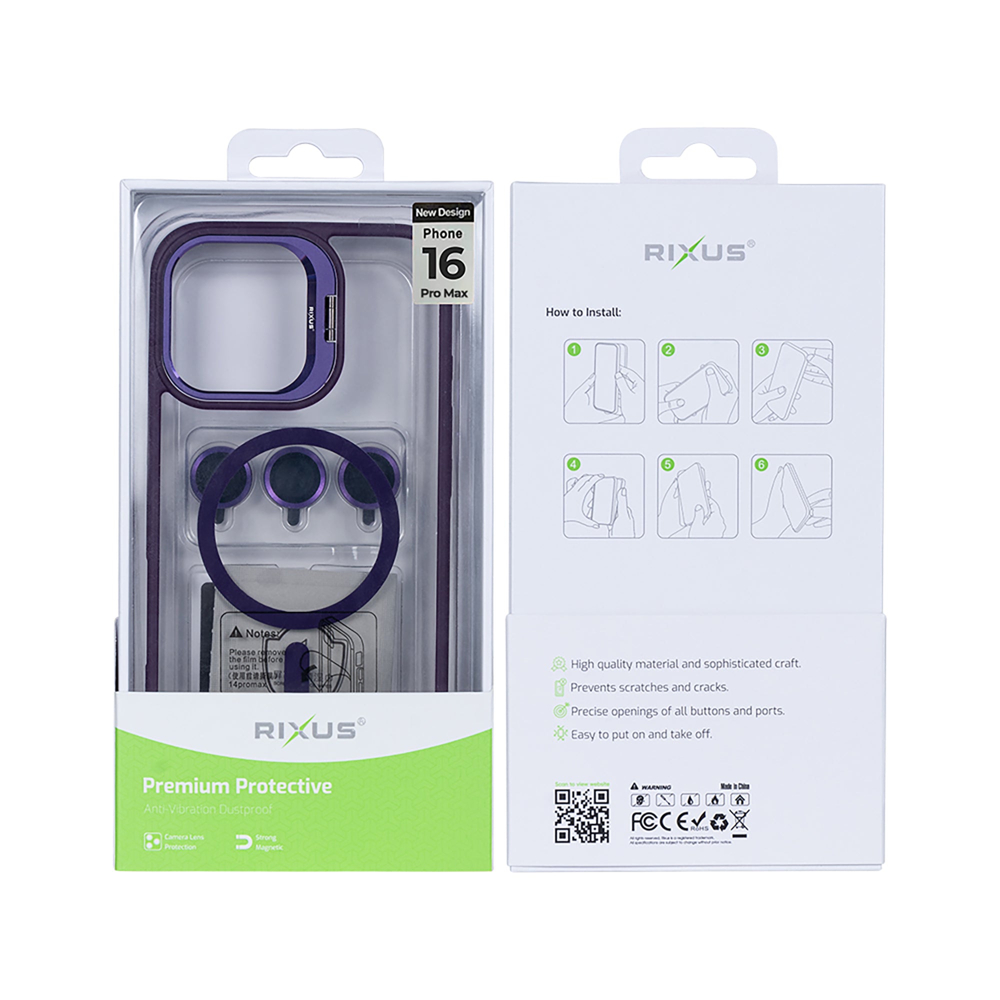 Rixus Classic 03 Case With MagSafe Compatible For Apple iPhone 16 Pro Max Deep Purple