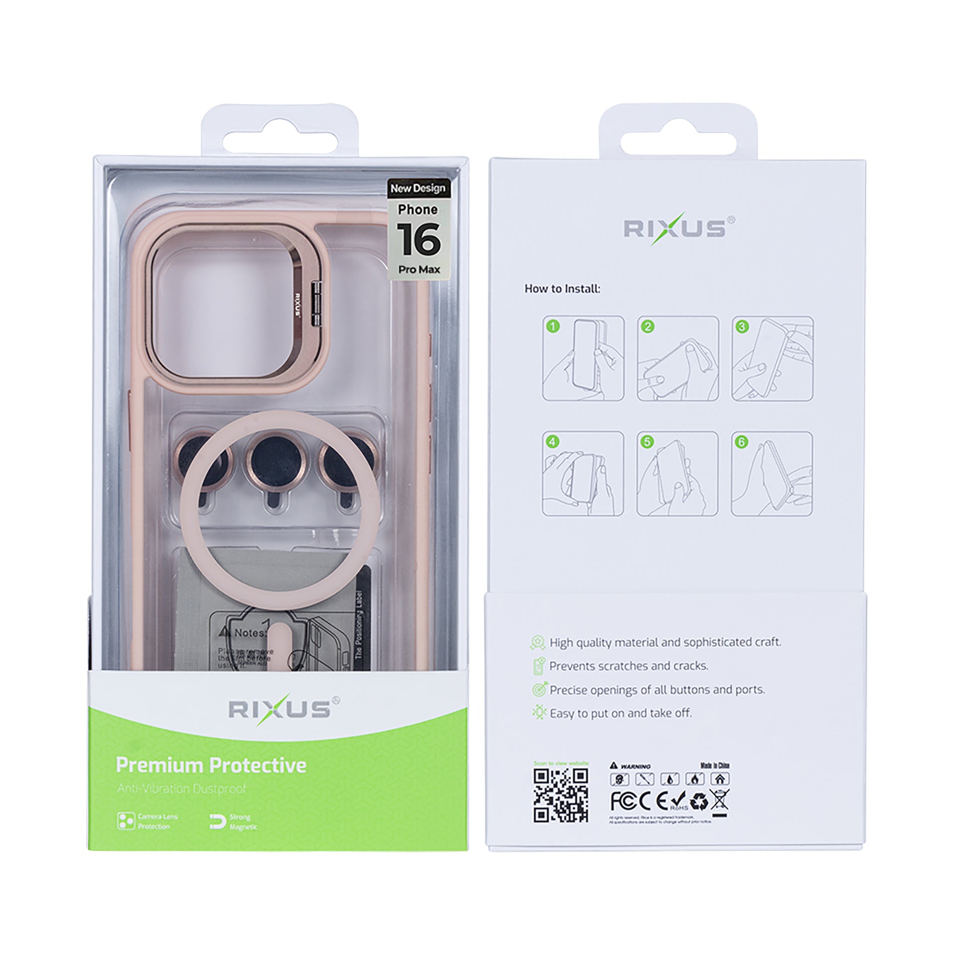 Rixus Classic 03 Case With MagSafe Compatible For Apple iPhone 16 Pro Max Light Pink