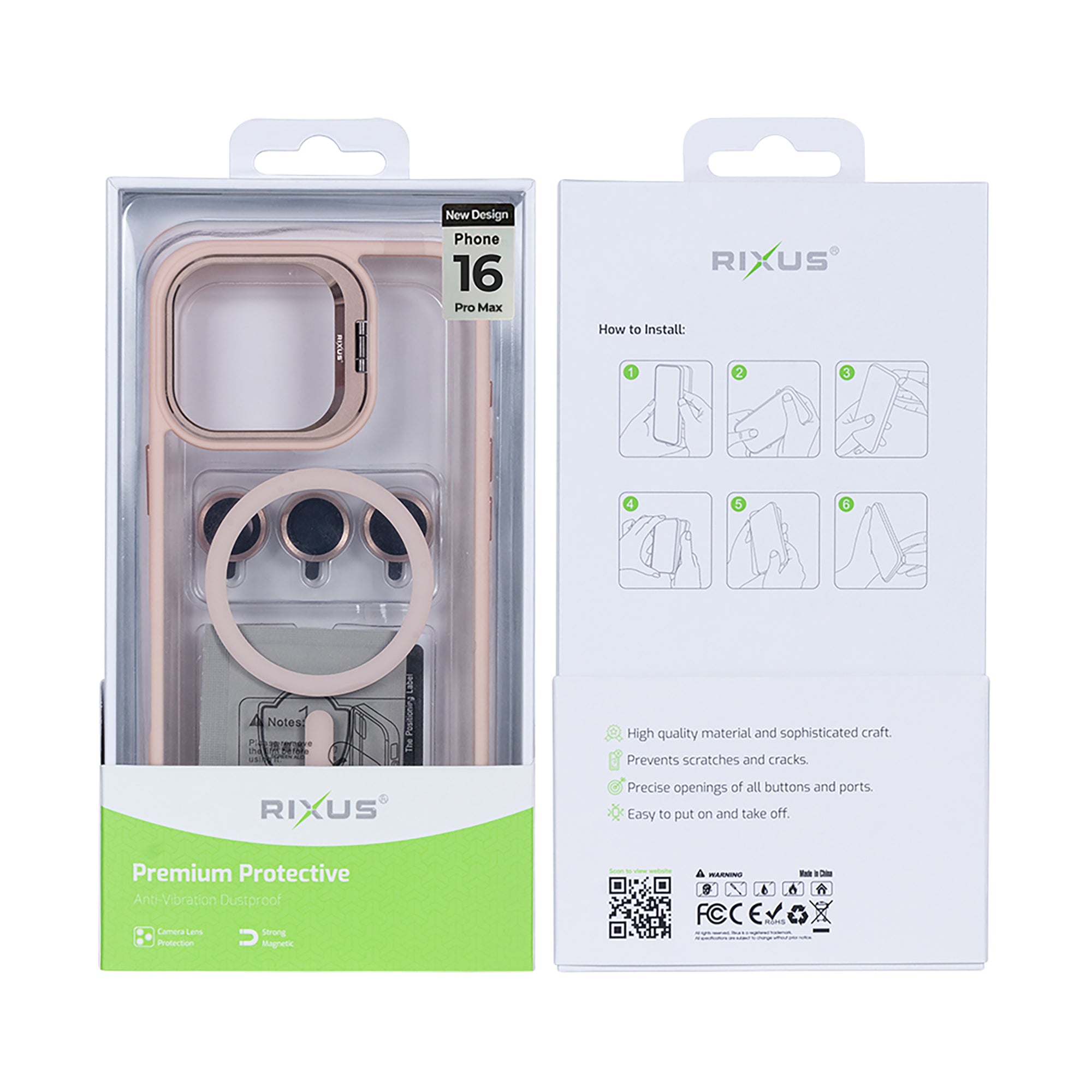 Rixus Classic 03 Case With MagSafe Compatible For Apple iPhone 16 Pro Max Light Pink