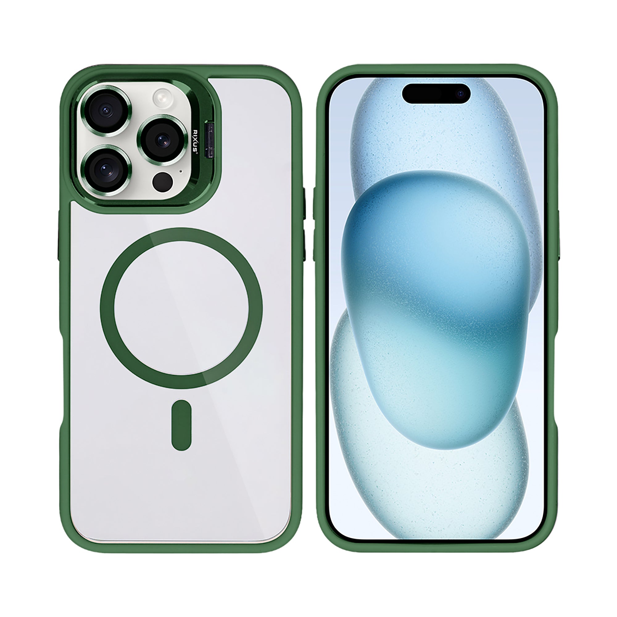 Rixus Classic 03 Case With MagSafe Compatible For Apple iPhone 16 Pro Max Dark Green