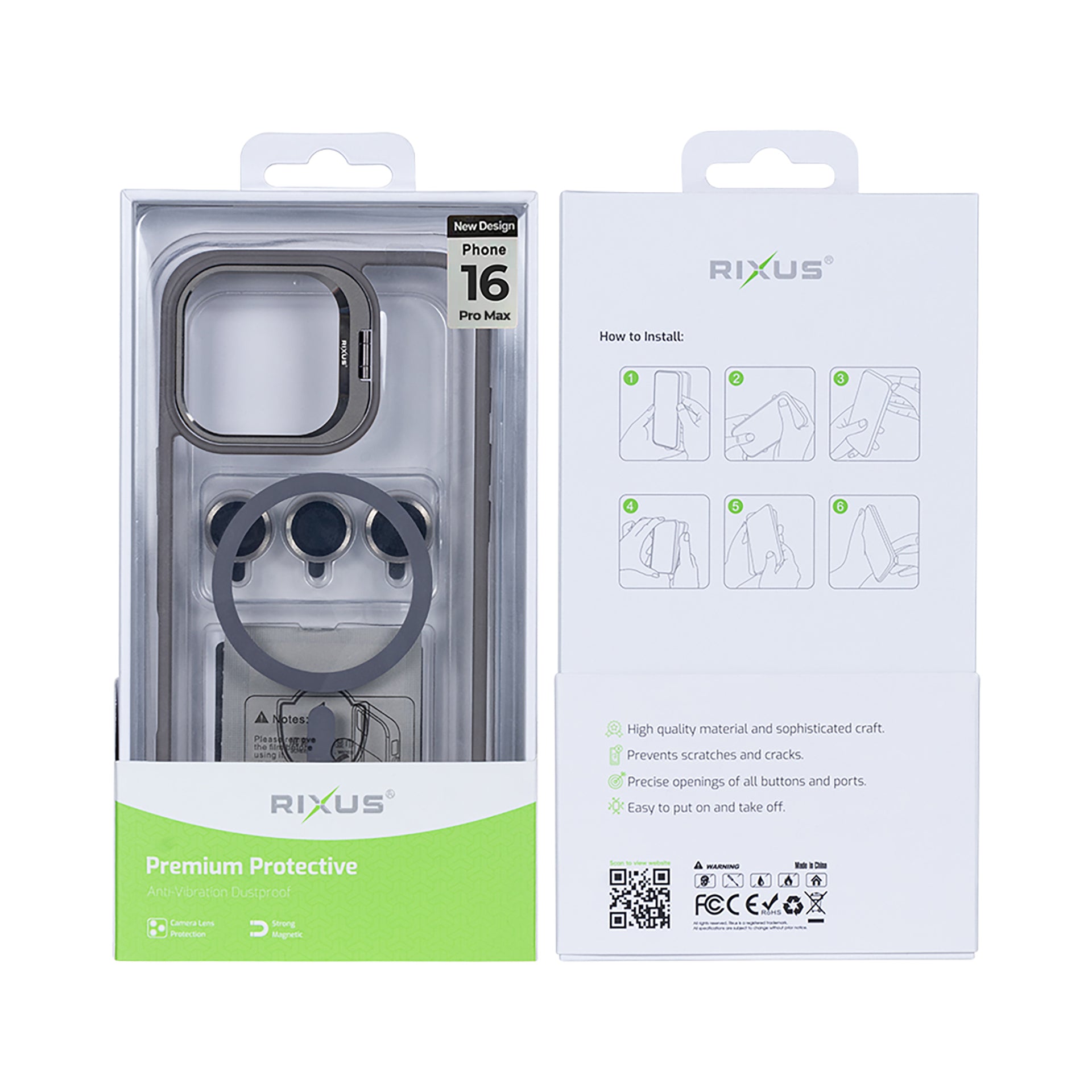 Rixus Classic 03 Case With MagSafe Compatible For Apple iPhone 16 Pro Max Titanium Grey