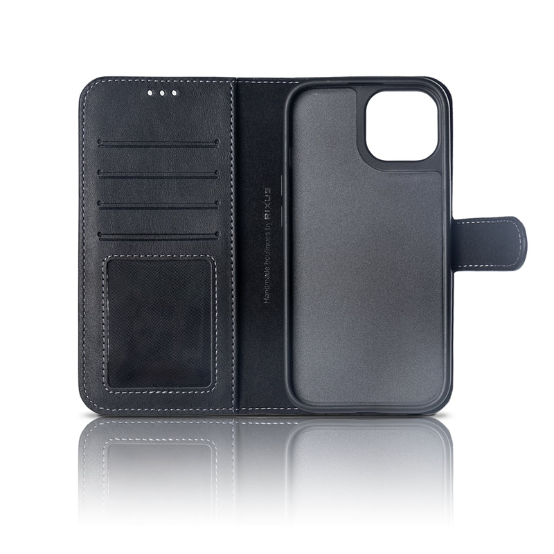 Rixus For iPhone 16 Pro Max Duo Magnetic Detachable Wallet Black