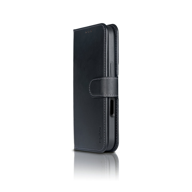 Rixus For iPhone 16 Pro Max Duo Magnetic Detachable Wallet Black