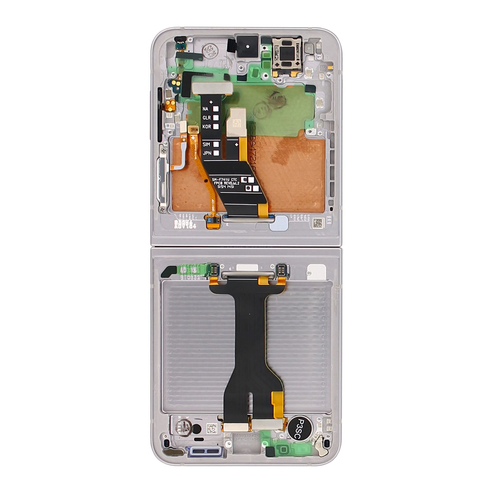 Samsung Galaxy Z Flip6 F741B Main Display And Digitizer With Frame Silver Shadow Service Pack