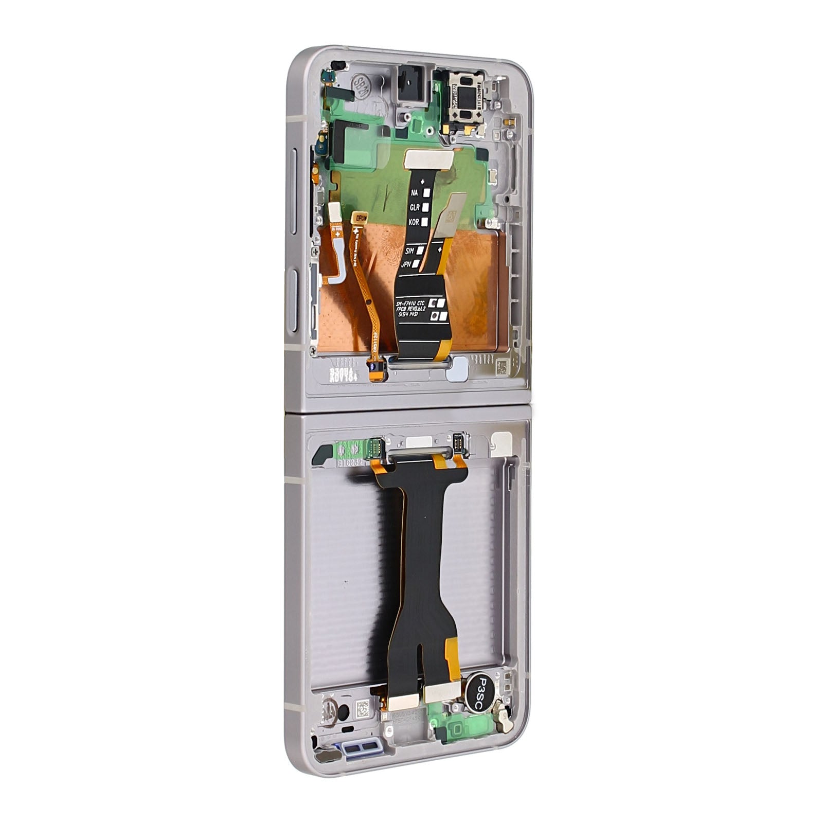 Samsung Galaxy Z Flip6 F741B Main Display And Digitizer With Frame Silver Shadow Service Pack