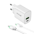 Rixus RX90L Adapter With USB-C To Lightning Connector Cable 1m 20W White