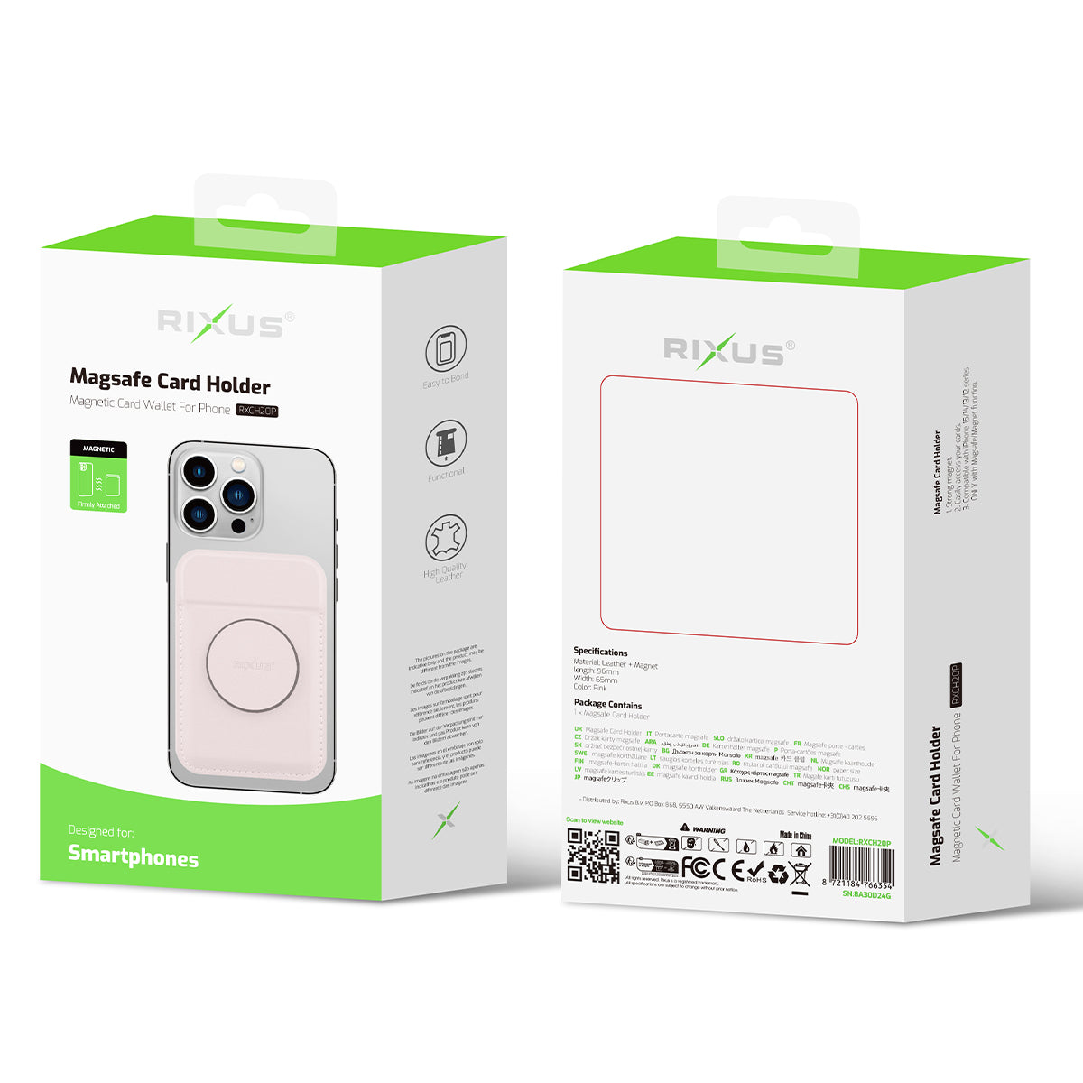 Rixus RXCH20P Card Holder With MagSafe Compatible Pink