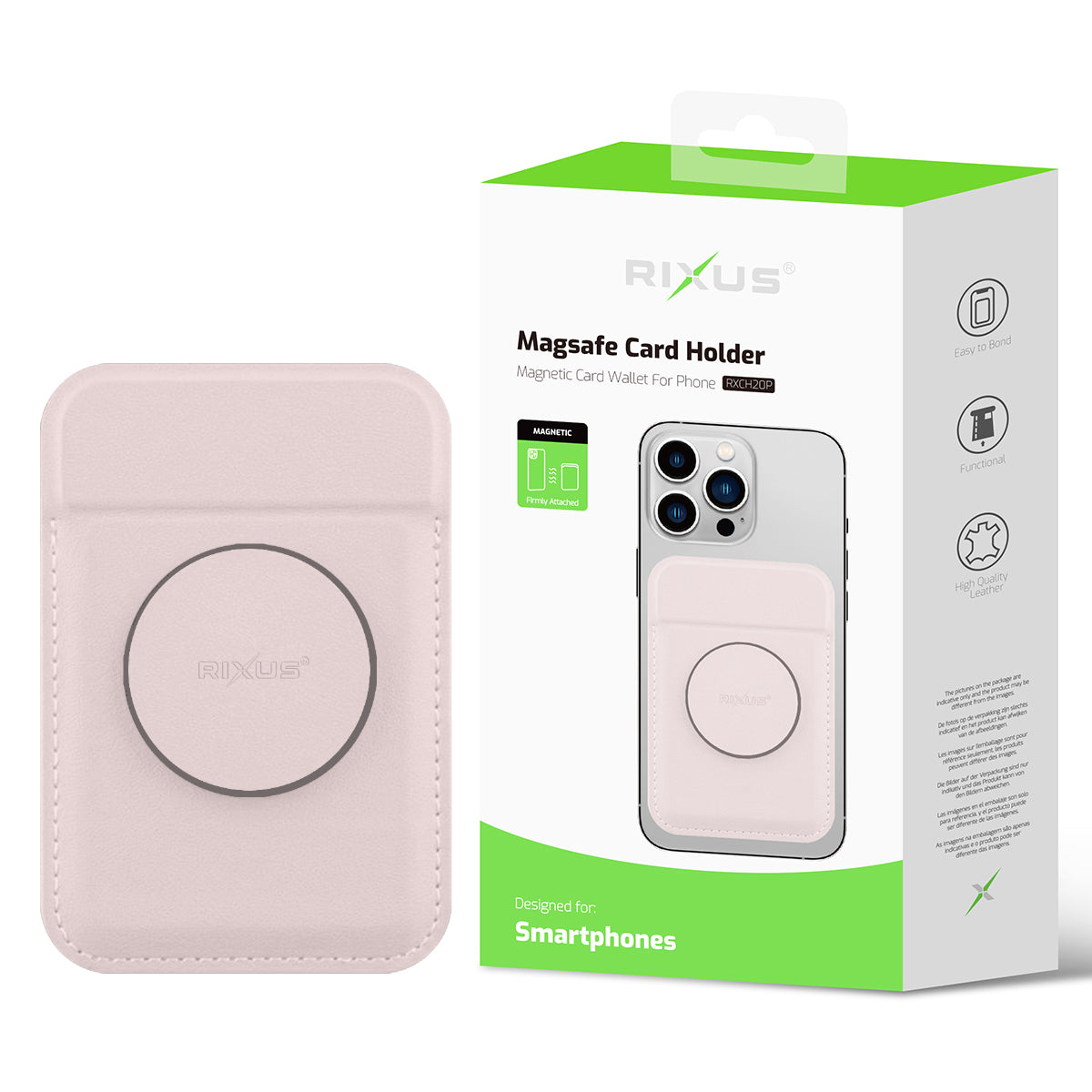 Rixus RXCH20P Card Holder With MagSafe Compatible Pink