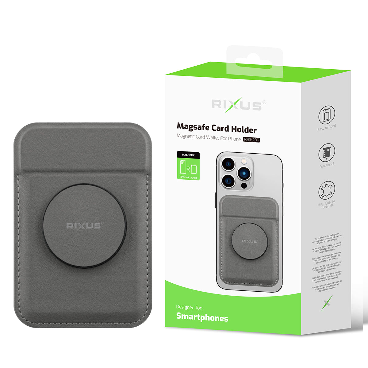 Rixus RXCH20G Card Holder With MagSafe Compatible Gray