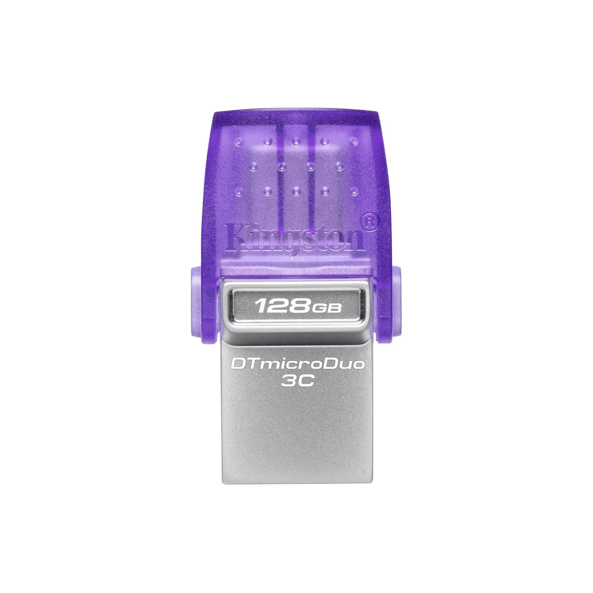 Kingston 128GB DataTraveler MicroDuo 3C 200MB/s Dual USB-A And USB-C Flash Drive Silver