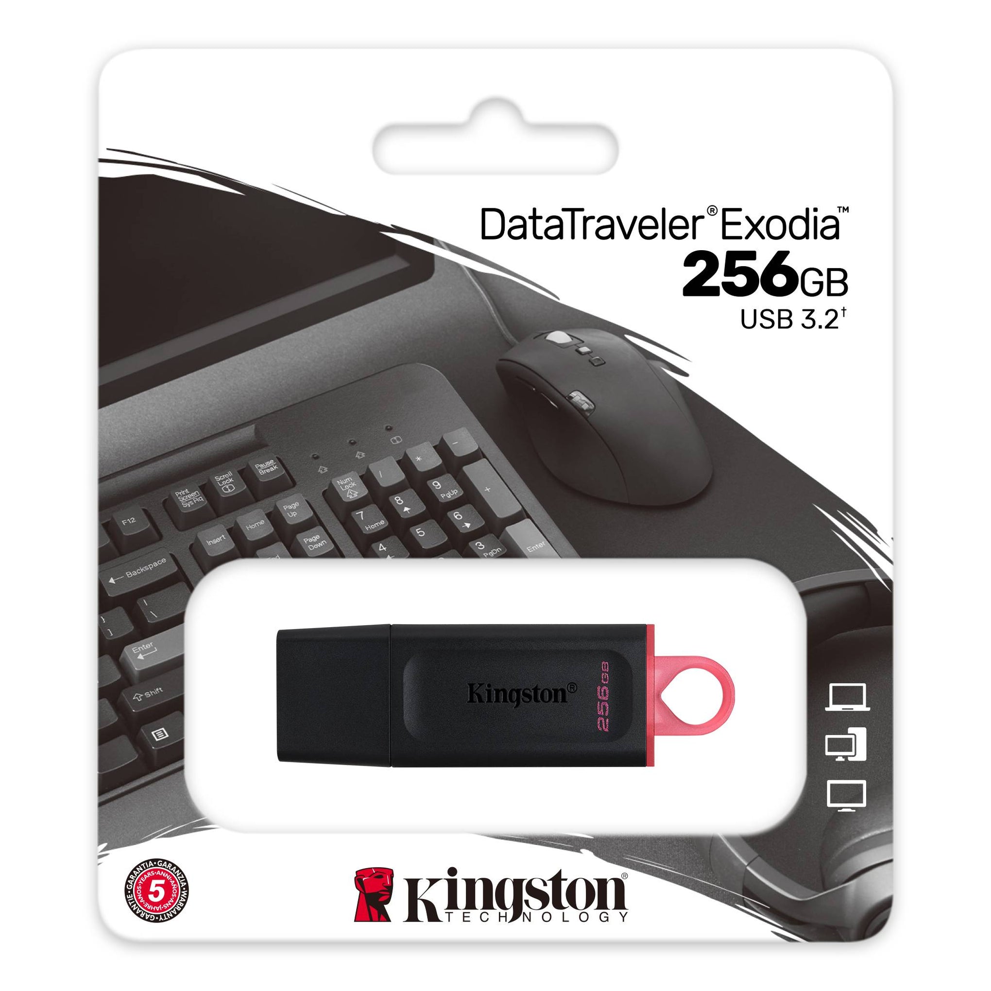 Kingston 256GB DataTraveler Exodia USB3.2 Gen 1 Flash Drive Black And Red