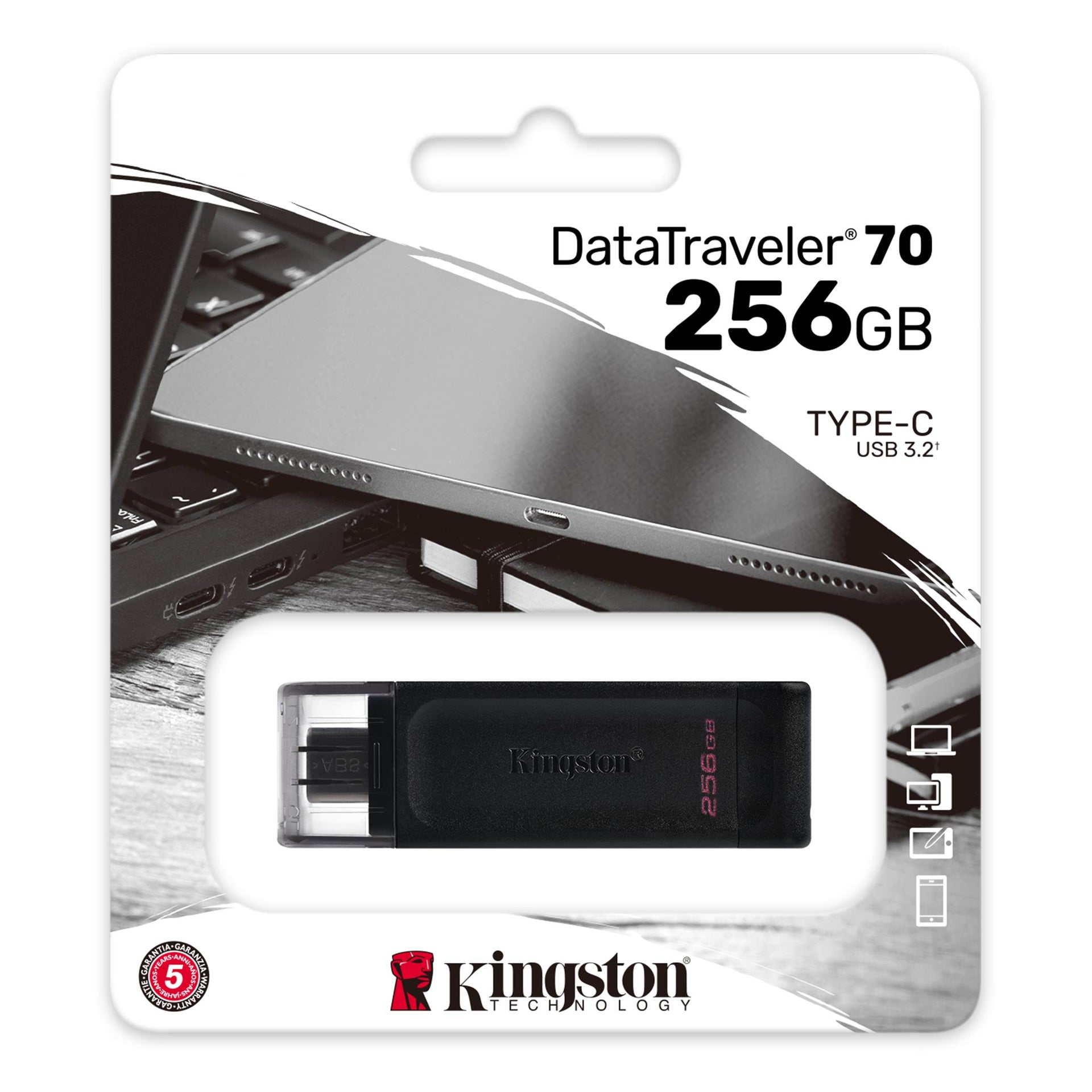 Kingston 256GB DataTraveler 70 USB-C 3.2 Gen 1 Flash Drive Black