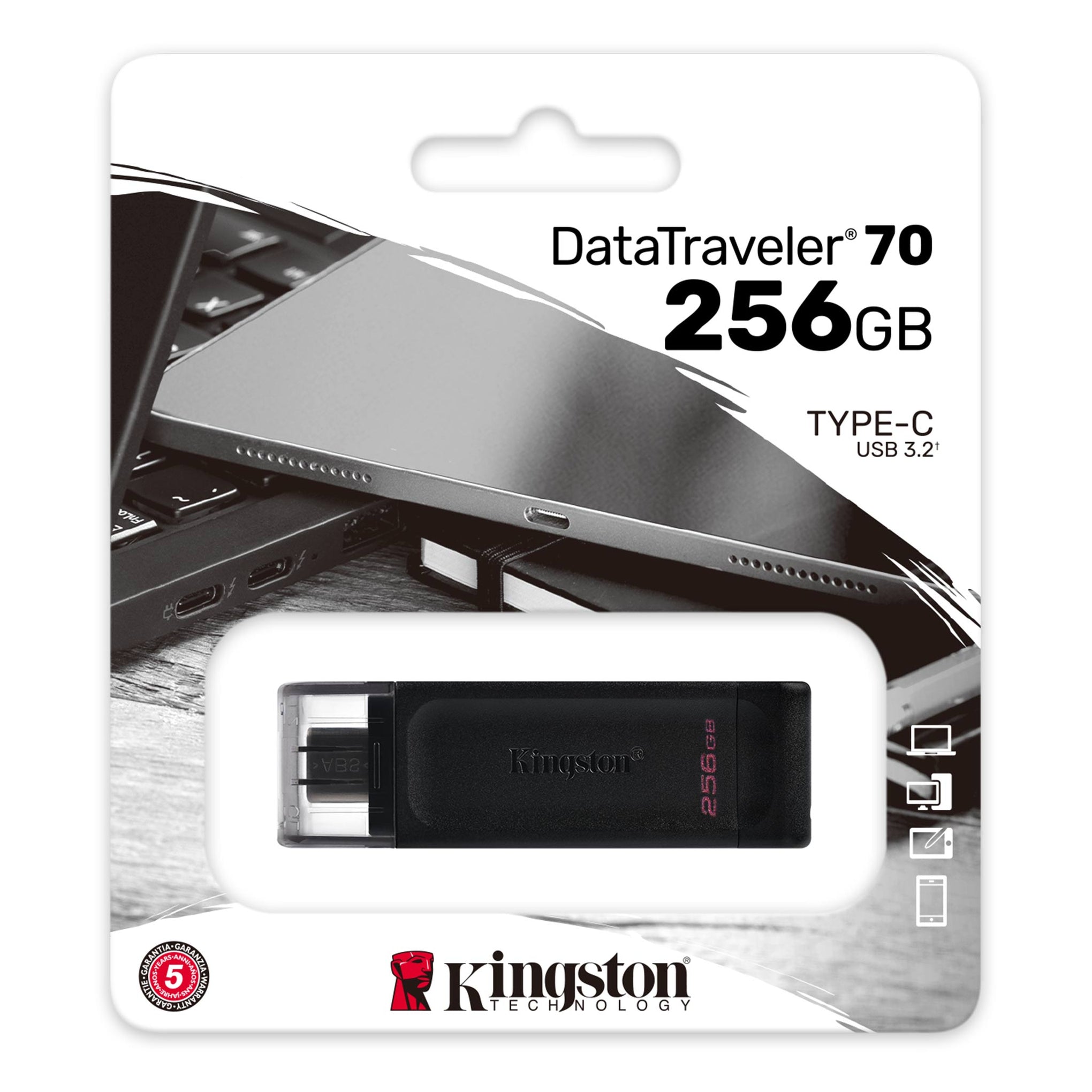 Kingston 256GB DataTraveler 70 USB-C 3.2 Gen 1 Flash Drive Black