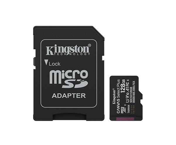 Kingston 128GB Canvas Select Plus MicroSD Memory Card 100R A1 C10 Card With Adapter Black