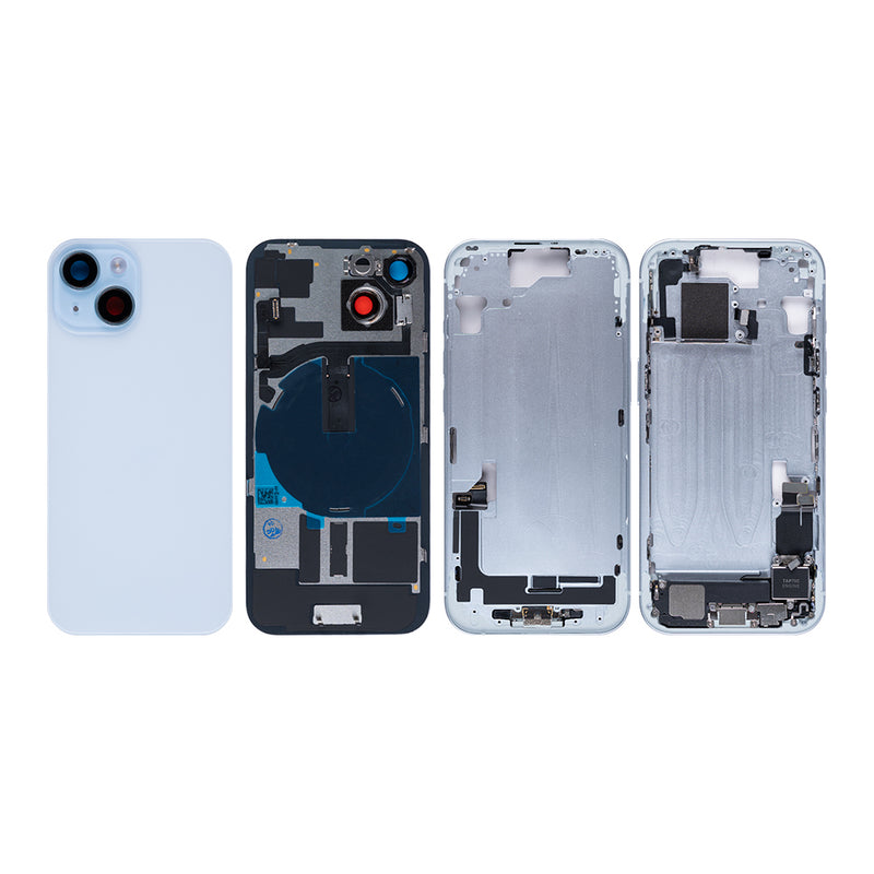 For iPhone 15 Complete Housing Incl. All Small Parts Without Battery And Back Camera Blue