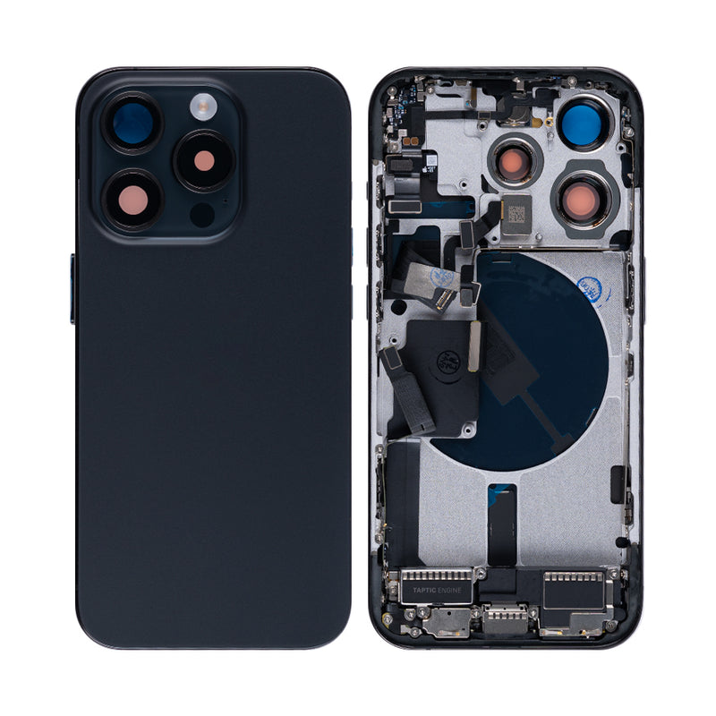 For iPhone 15 Pro Complete Housing Incl. All Small Parts Without Battery And Back Camera Black Titanium