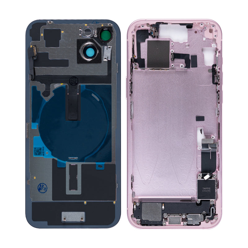 For iPhone 15 Plus Complete Housing Incl. All Small Parts Without Battery And Back Camera Pink