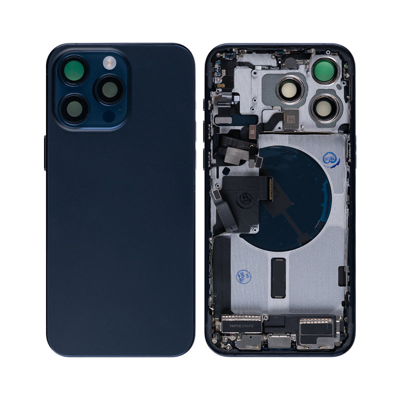 For iPhone 15 Pro Max Complete Housing Incl. All Small Parts Without Battery And Back Camera Blue Titanium