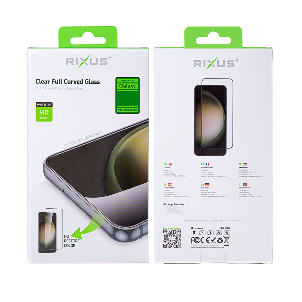 Rixus Clear HD Full Curved Edge Tempered Glass For Samsung Galaxy A16, A17, 18, A26
