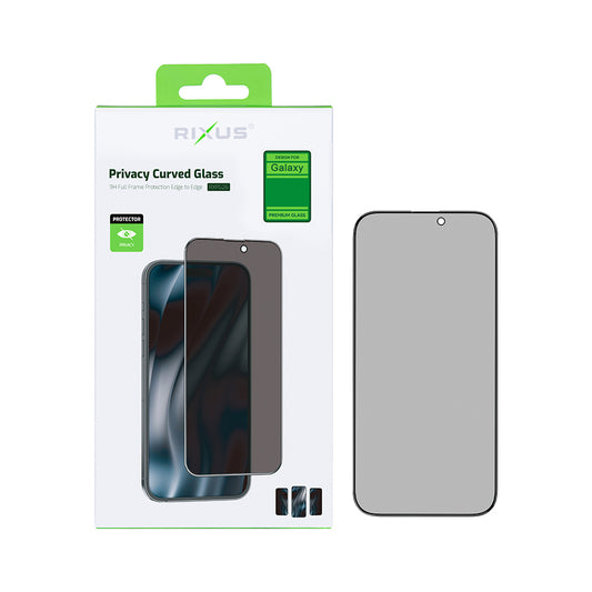 Rixus Privacy Full Curved Edge Tempered Glass For Samsung Galaxy S24 FE, A36, A37, A56