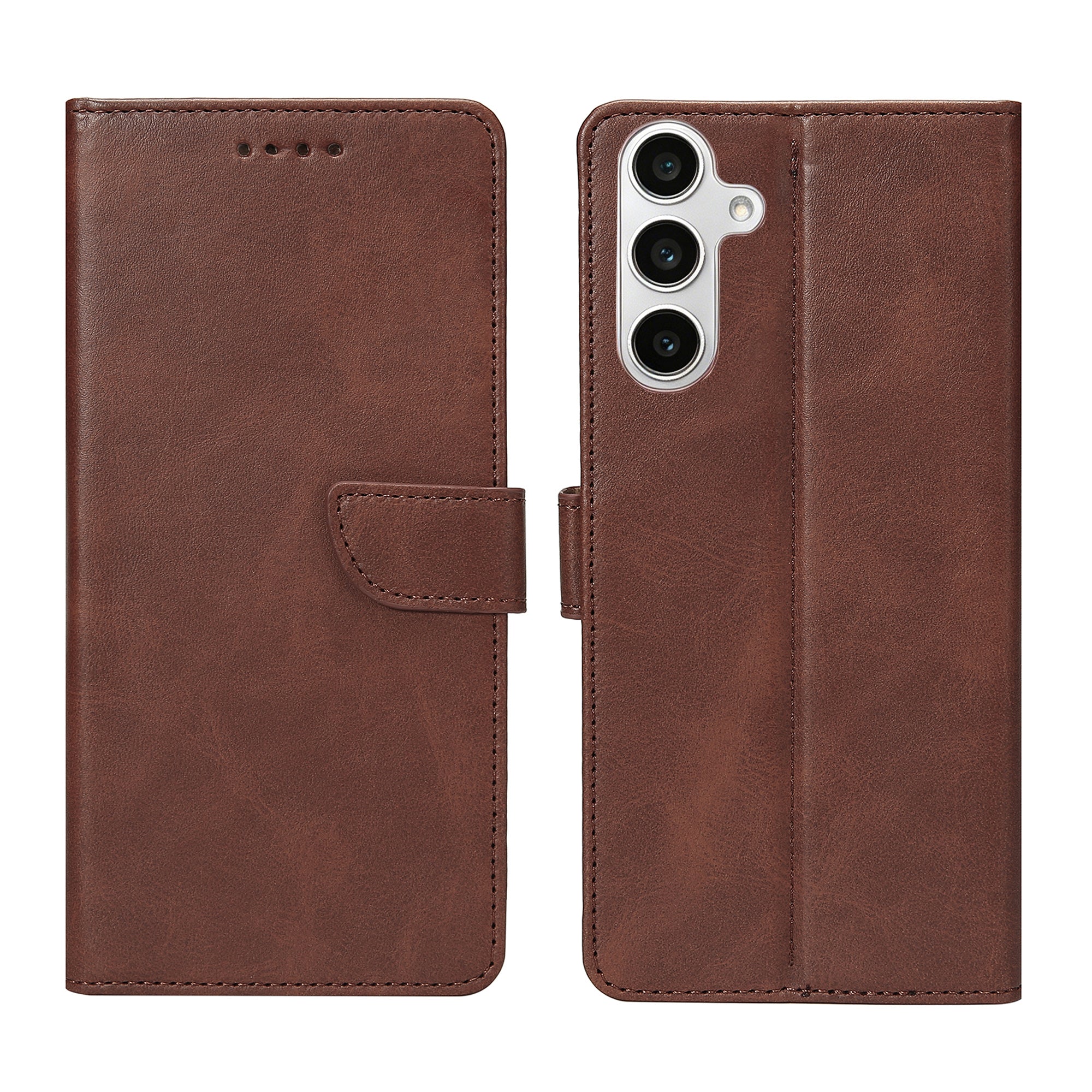 Rixus Bookcase For Samsung Galaxy S24 FE Brown