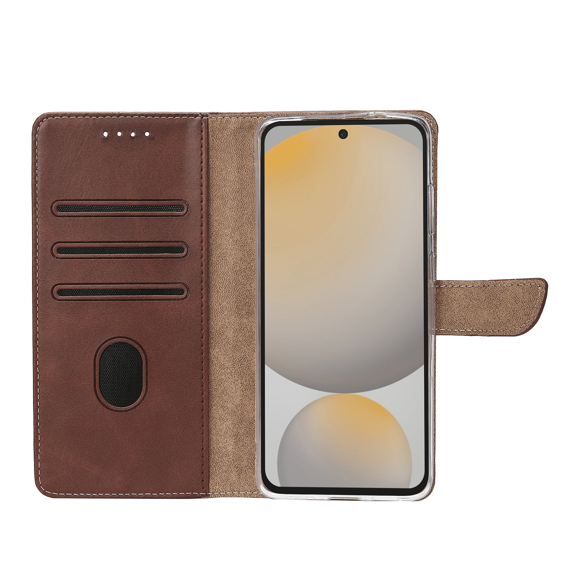 Rixus Bookcase For Samsung Galaxy S24 FE Brown