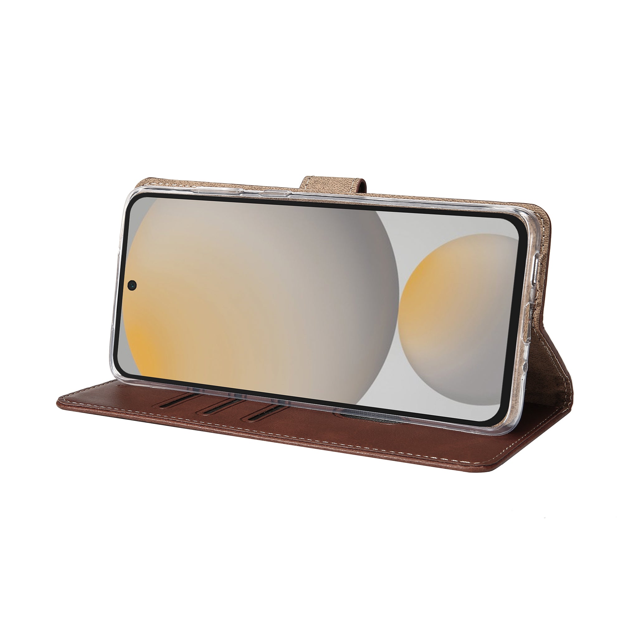 Rixus Bookcase For Samsung Galaxy S24 FE Brown