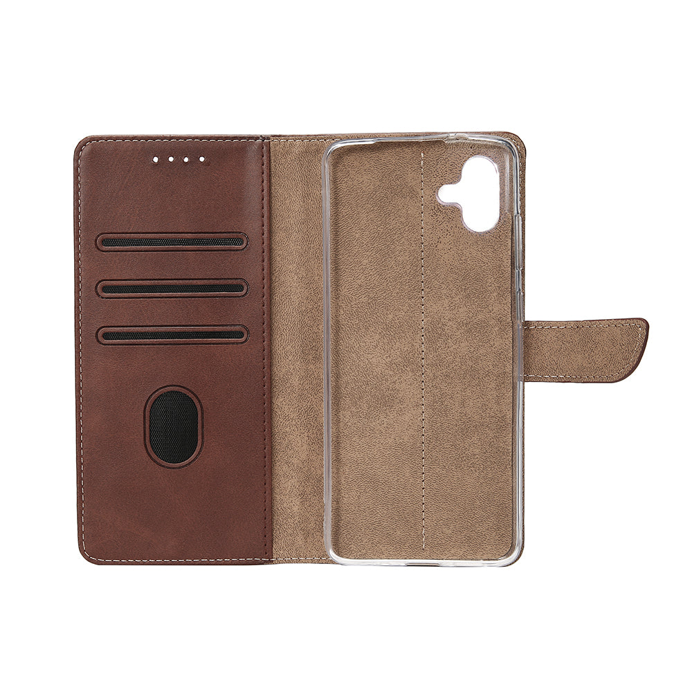 Rixus Bookcase For Samsung Galaxy A06 Brown