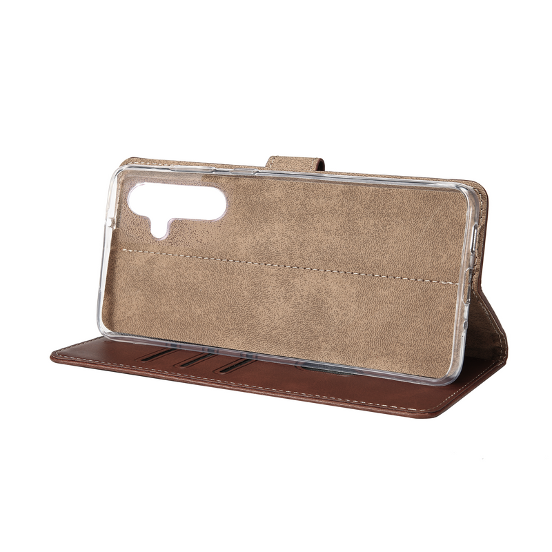 Rixus Bookcase For Samsung Galaxy A16 4G A165F, 5G A166B Brown