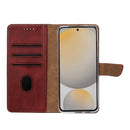 Rixus Bookcase For Samsung Galaxy S24 FE Dark Red