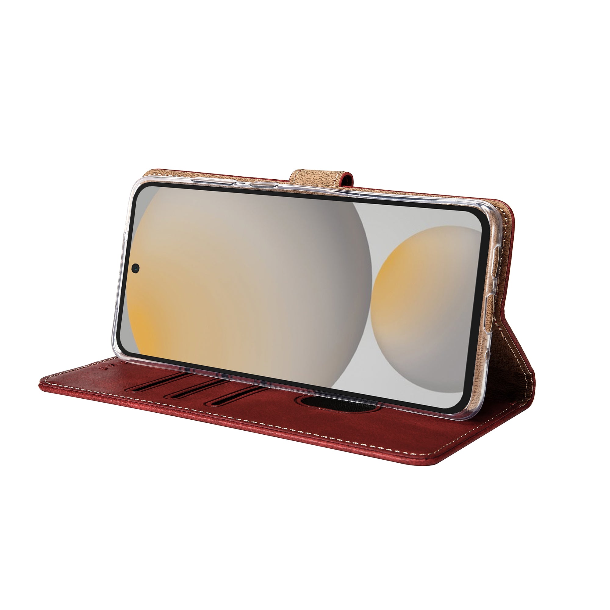Rixus Bookcase For Samsung Galaxy S24 FE Dark Red