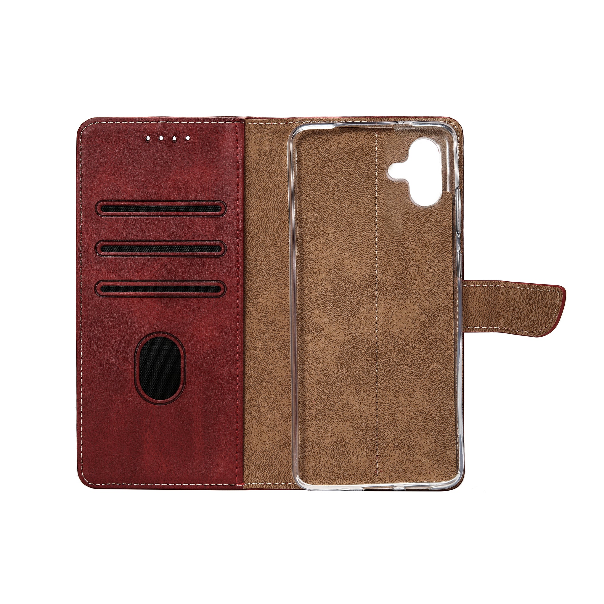 Rixus Bookcase For Samsung Galaxy A16 4G, 5G Dark Red
