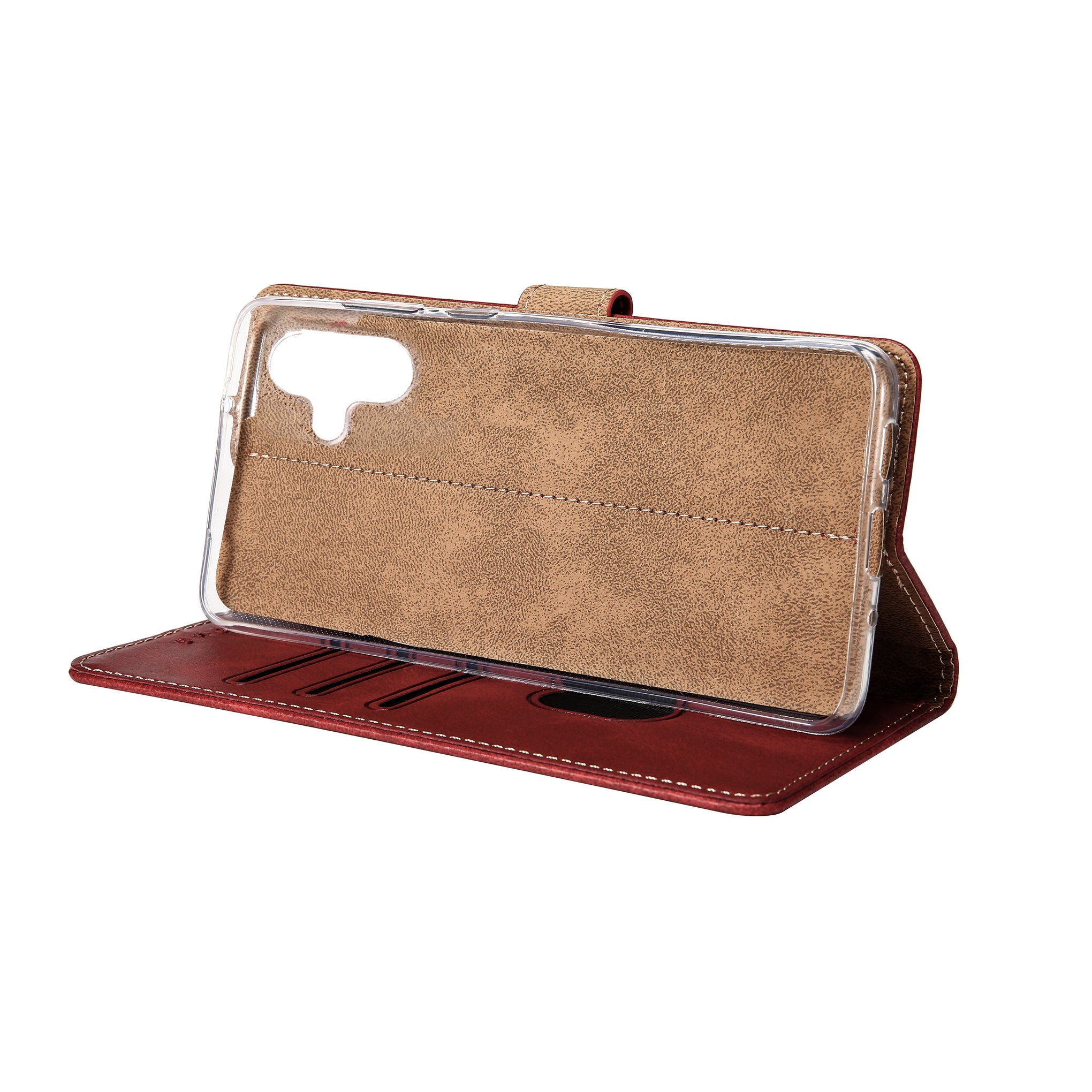Rixus Bookcase For Samsung Galaxy A16 4G, 5G Dark Red