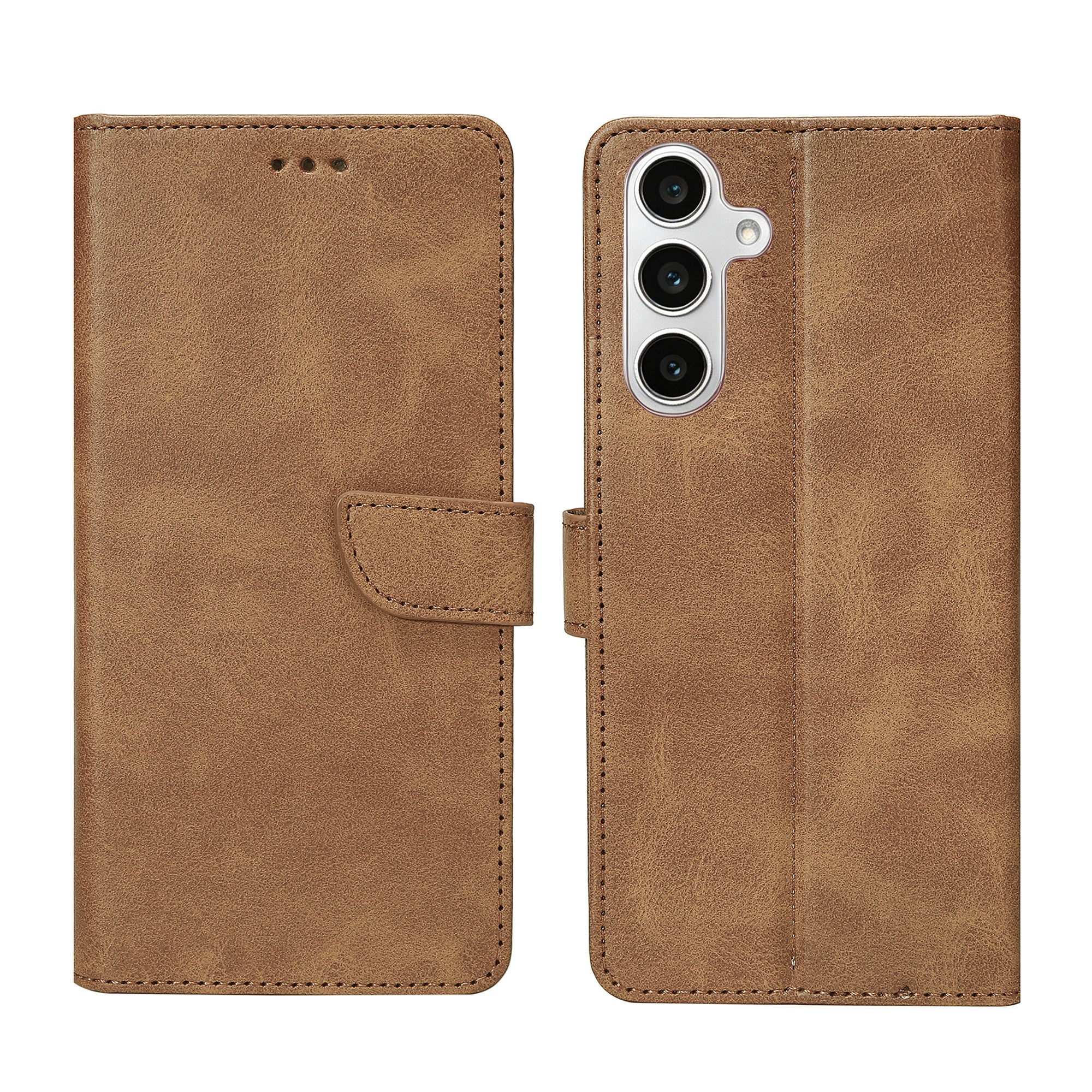 Rixus Bookcase For Samsung Galaxy S24 FE Light Brown