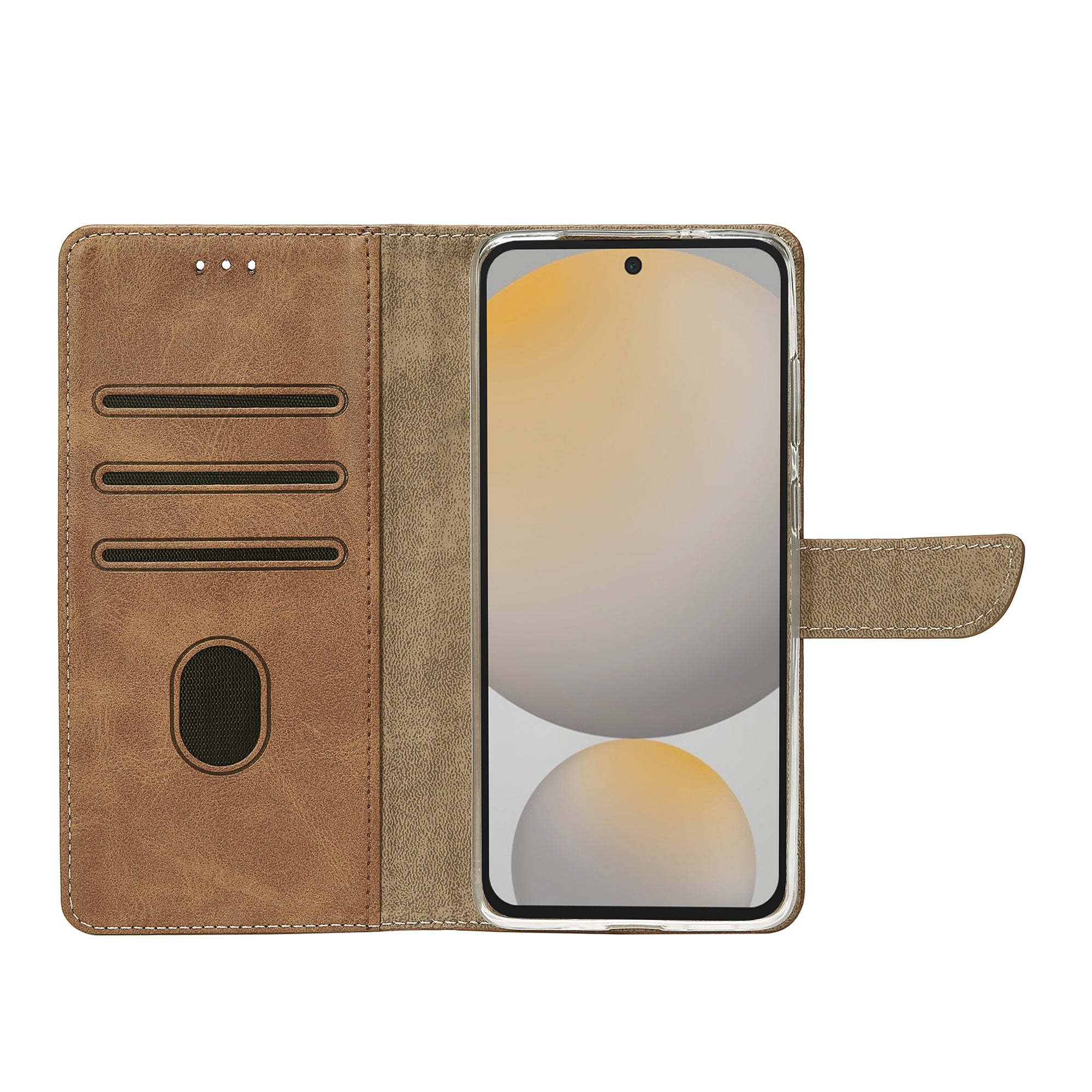 Rixus Bookcase For Samsung Galaxy S24 FE Light Brown
