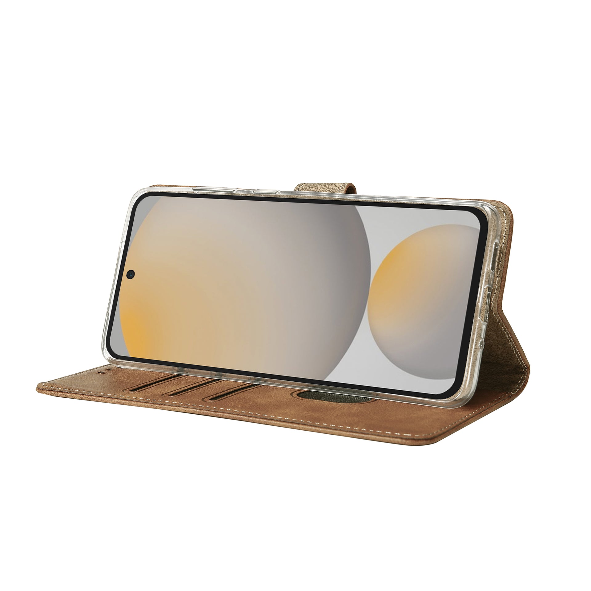 Rixus Bookcase For Samsung Galaxy S24 FE Light Brown