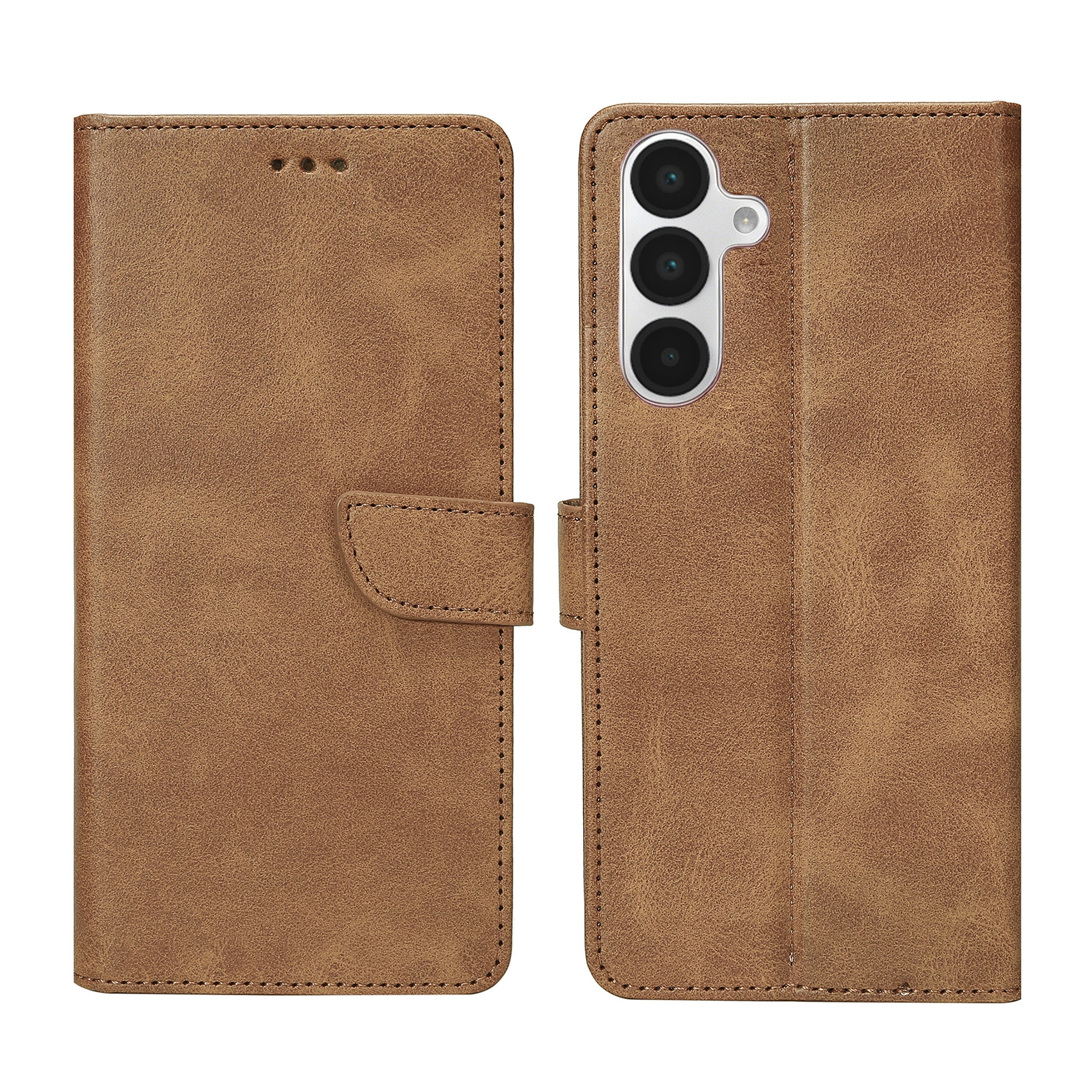 Rixus Bookcase For Samsung Galaxy A16 4G, A16 5G Light Brown