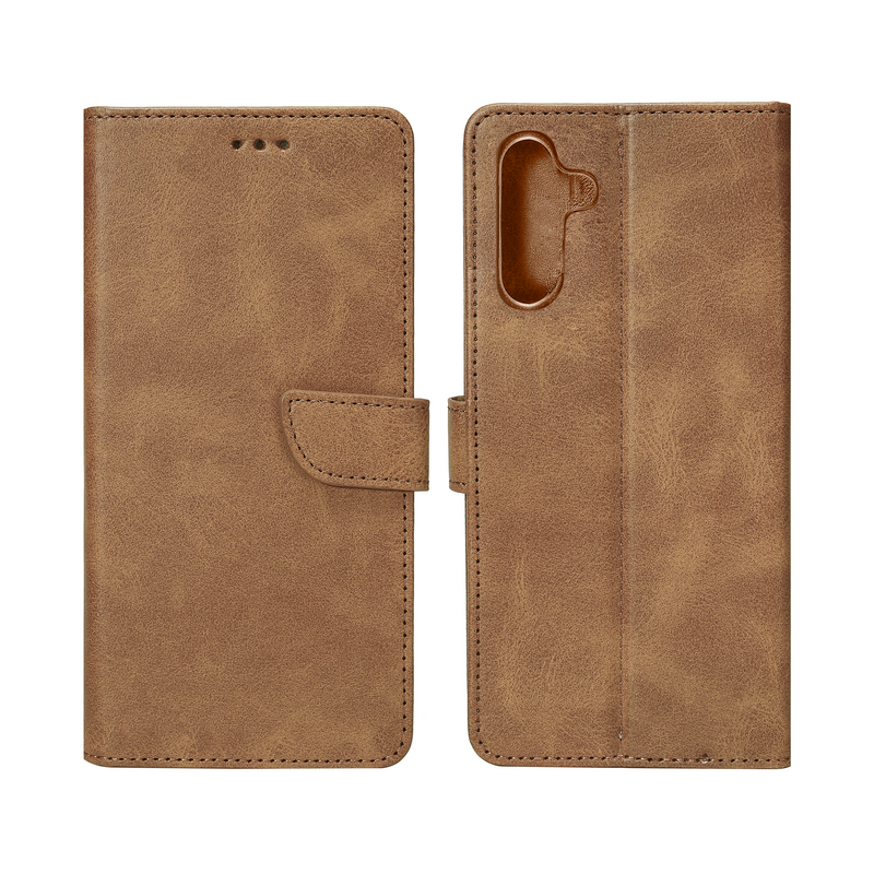 Rixus Bookcase For Samsung Galaxy A16 4G A165F, 5G A166B Light Brown