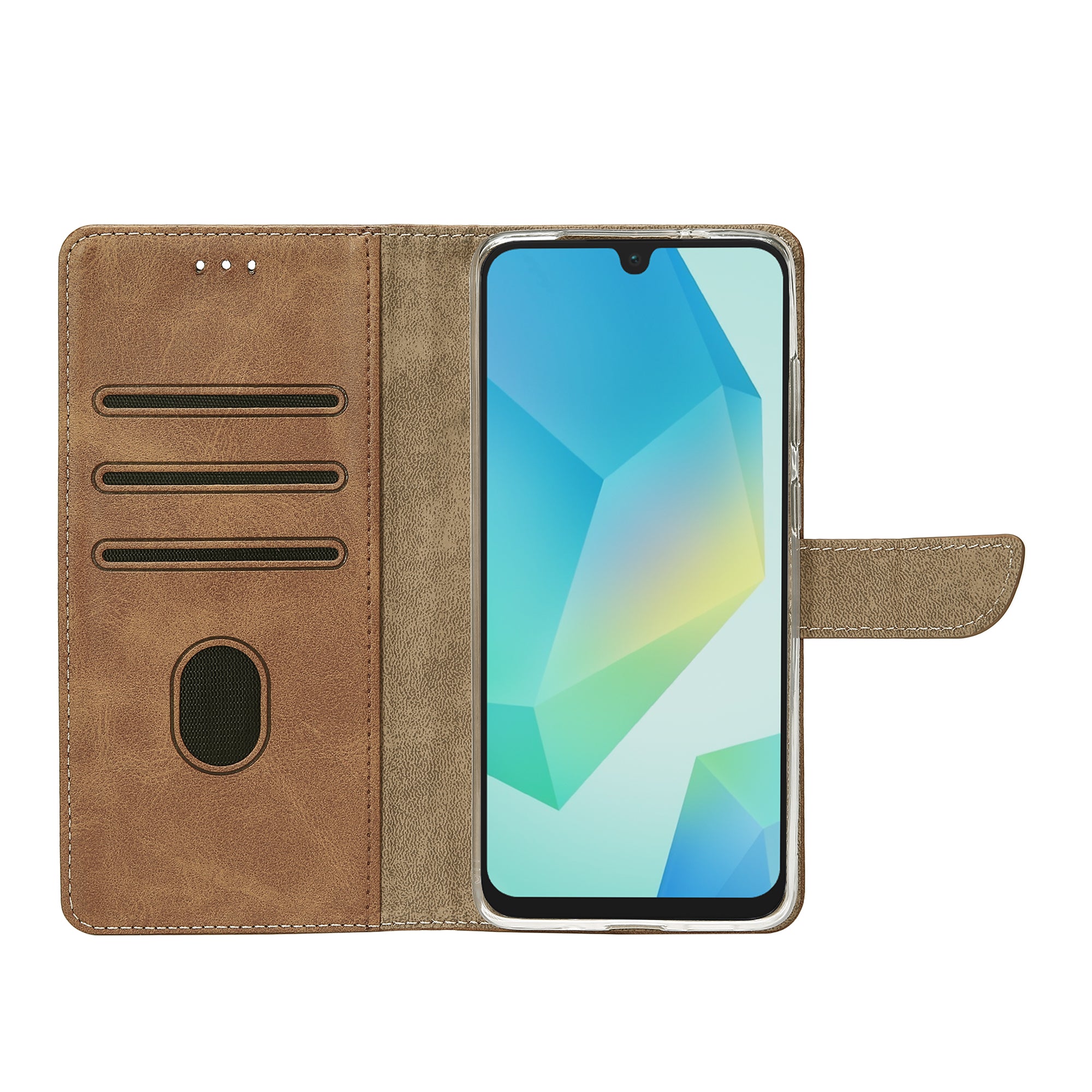 Rixus Bookcase For Samsung Galaxy A16 4G, A16 5G Light Brown