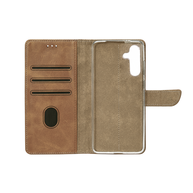 Rixus Bookcase For Samsung Galaxy A16 4G A165F, 5G A166B Light Brown
