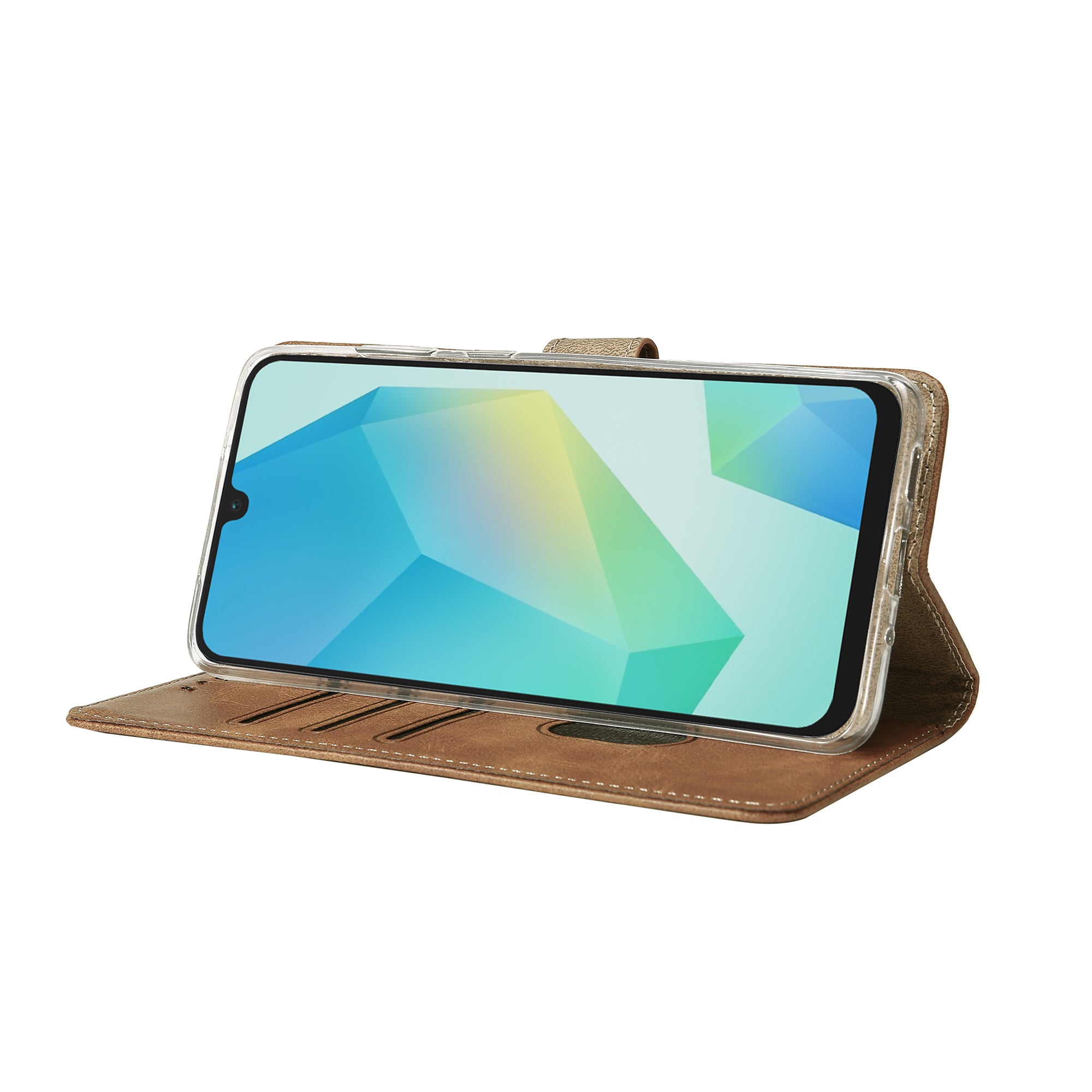 Rixus Bookcase For Samsung Galaxy A16 4G, A16 5G Light Brown