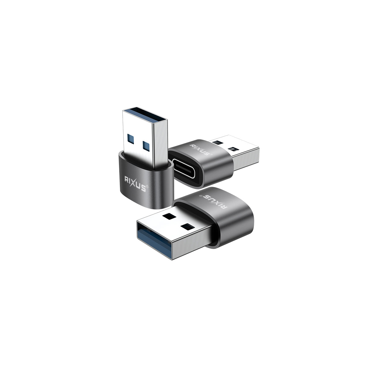 Rixus RXOTG01 USB-C To USB-A OTG Adapter Space Gray (2-Pack)