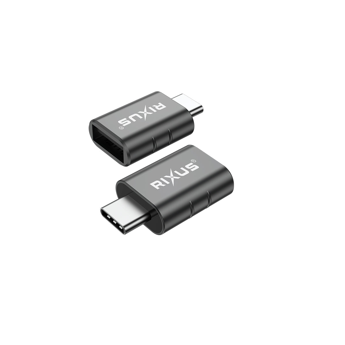 Rixus RXOTG02 USB-A To USB-C OTG Adapter Space Gray (2-Pack)